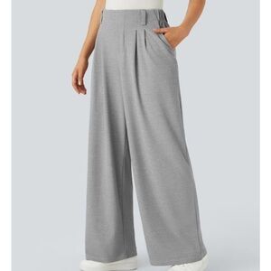 HALARA Wide-Leg High-Waist Trousers in Light Gray